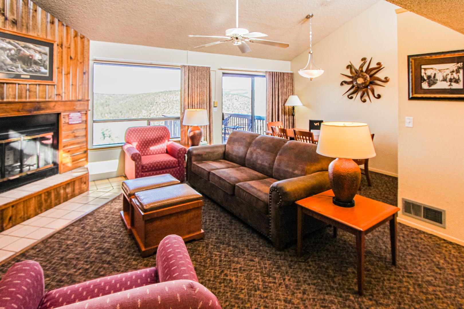 A standard living room area at VRI's Crown Point Condominiums in New Mexico.